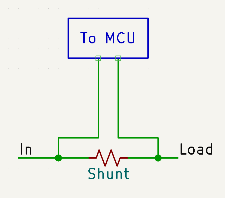 Electrical diagram of a shunt resistor.